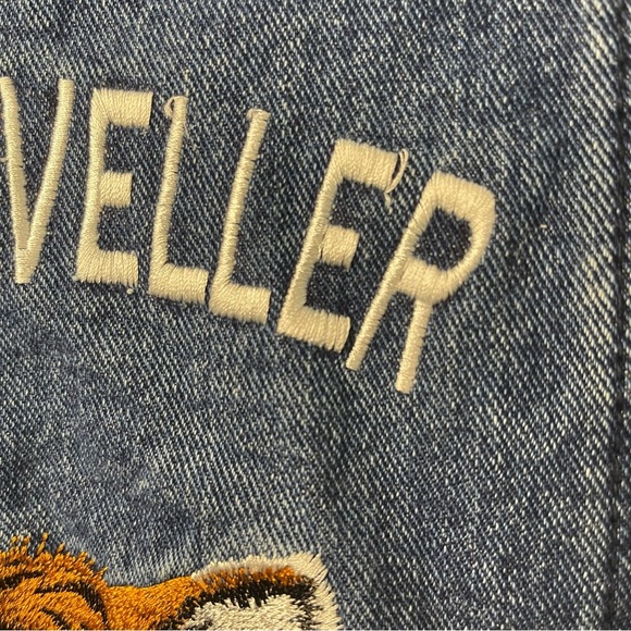 Forever 21 WORLD TRAVELLER 1988 Blue Denim Jacket S - Picture 5 of 5